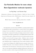 Cover page: Car-Parrinello Monitor for More Robust Born-Oppenheimer Molecular Dynamics.
