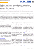 Cover page: Tuskegee as a History Lesson, Tuskegee as Metaphor: Addressing Discrimination as a Social Determinant of Health in the Classroom.