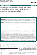 Cover page: Are marginalized women being left behind? A population-based study of institutional deliveries in Karnataka, India