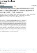 Cover page: Sex disparate gut microbiome and metabolome perturbations precede disease progression in a mouse model of Rett syndrome