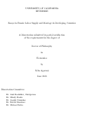 Cover page: Essays in Female Labor Supply and Marriage in Developing Countries