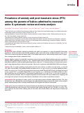 Cover page: Prevalence of anxiety and post-traumatic stress (PTS) among the parents of babies admitted to neonatal units: A systematic review and meta-analysis