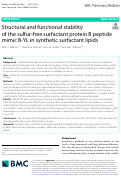 Cover page: Structural and functional stability of the sulfur-free surfactant protein B peptide mimic B-YL in synthetic surfactant lipids.