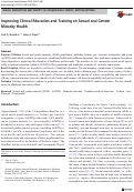 Cover page: Improving Clinical Education and Training on Sexual and Gender Minority Health