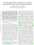 Cover page: Low-Resolution Fault Localization Using Phasor Measurement Units with Community Detection