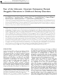 Cover page: Fear of the Unknown: Uncertain Anticipation Reveals Amygdala Alterations in Childhood Anxiety Disorders