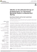 Cover page: GAL08, an Uncultivated Group of Acidobacteria, Is a Dominant Bacterial Clade in a Neutral Hot Spring.