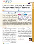 Cover page: Redox Chemistries for Vacancy Modulation in Plasmonic Copper Phosphide Nanocrystals