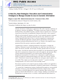 Cover page: A New Era, New Strategies: Education and Communication Strategies to Manage Greater Access to Genomic Information.