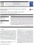 Cover page: Release and detection of nanosized copper from a commercial antifouling paint.