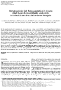 Cover page: Hematopoietic Cell Transplantation in Young Adult Acute Lymphoblastic Leukemia: A United States Population-Level Analysis.