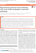 Cover page: Brain-derived exosomes from dementia with Lewy bodies propagate α-synuclein pathology