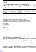 Cover page: Implementation of a Technology-Enabled Diabetes Self-Management Peer Coaching Intervention for Patients With Poorly Controlled Diabetes: Quasi-Experimental Case Study.