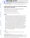 Cover page: Visual working memory impairments for single items following medial temporal lobe damage