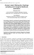 Cover page: Accept-reject Metropolis-Hastings sampling and marginal likelihood estimation