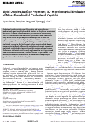 Cover page: Lipid Droplet Surface Promotes 3D Morphological Evolution of Non-Rhomboidal Cholesterol Crystals.