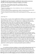 Cover page: Neighborhood characteristics and lifestyle intervention outcomes: Results from the Special Diabetes Program for Indians