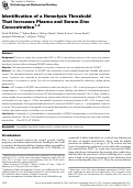 Cover page: Identification of a Hemolysis Threshold That Increases Plasma and Serum Zinc Concentration