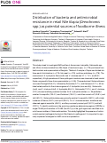 Cover page: Distribution of bacteria and antimicrobial resistance in retail Nile tilapia (Oreochromis spp.) as potential sources of foodborne illness.