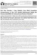 Cover page: You Say Tomato, I Say Radish: Can Brief Cognitive Assessments in the U.S. Health Retirement Study Be Harmonized With Its International Partner Studies?