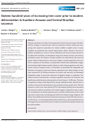 Cover page: Sixteen hundred years of increasing tree cover prior to modern deforestation in Southern Amazon and Central Brazilian savannas