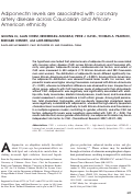 Cover page: Adiponectin levels are associated with coronary artery disease across Caucasian and African-American ethnicity