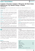 Cover page: Treatment of vasomotor symptoms of menopause with black cohosh, multibotanicals, soy, hormone therapy, or placebo: a randomized trial.