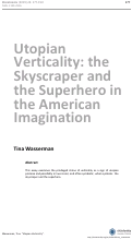 Cover page: Utopian Verticality: the Skyscraper and the Superhero in the American Imagination