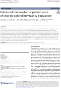 Cover page: Enhanced thermoelectric performance of SnSe by controlled vacancy population