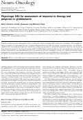 Cover page: Physiologic MRI for assessment of response to therapy and prognosis in glioblastoma