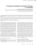 Cover page: On Negative Heritability and Negative Estimates of Heritability