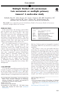 Cover page: Multiple Merkel cell carcinomas: Late metastasis or multiple primary tumors? A molecular study