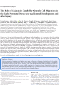 Cover page: The Role of Galanin in Cerebellar Granule Cell Migration in the Early Postnatal Mouse during Normal Development and After Injury