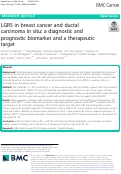 Cover page: LGR5 in breast cancer and ductal carcinoma in situ: a diagnostic and prognostic biomarker and a therapeutic target