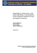 Cover page: Dependency, Democracy, and Infant Mortality: A Quantitative, Cross-National Analysis of Less Developed Countries