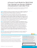 Cover page: A Parent Coach Model for Well-Child Care Among Low-Income Children: A Randomized Controlled Trial