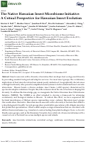 Cover page: The Native Hawaiian Insect Microbiome Initiative: A Critical Perspective for Hawaiian Insect Evolution.