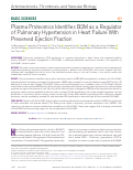 Cover page: Plasma Proteomics Identifies B2M as a Regulator of Pulmonary Hypertension in Heart Failure With Preserved Ejection Fraction.