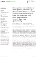 Cover page: Development and validation of main spectral profile for rapid identification of Yersinia ruckeri isolated from Atlantic salmon using matrix-assisted laser desorption/ionization time-of-flight mass spectrometry.