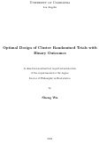 Cover page: Optimal Design of Cluster Randomized Trials with Binary Outcomes