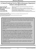 Cover page: A Clinical Prediction Tool for MRI in Emergency Department Patients with Spinal Infection