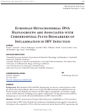 Cover page: European Mitochondrial DNA Haplogroups are Associated with Cerebrospinal Fluid Biomarkers of Inflammation in HIV Infection