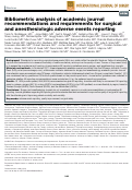 Cover page: Bibliometric analysis of academic journal recommendations and requirements for surgical and anesthesiologic adverse events reporting.