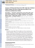 Cover page: Analysis of 60 Reported Glioma Risk SNPs Replicates Published GWAS Findings but Fails to Replicate Associations From Published Candidate‐Gene Studies