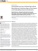 Cover page: Sustainable Sourcing of Global Agricultural Raw Materials: Assessing Gaps in Key Impact and Vulnerability Issues and Indicators