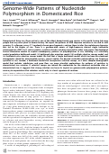 Cover page: Genome-Wide Patterns of Nucleotide Polymorphism in Domesticated Rice