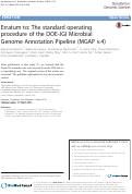 Cover page: Erratum to: The standard operating procedure of the DOE-JGI Microbial Genome Annotation Pipeline (MGAP v.4)