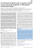 Cover page: Fast behavioral feedbacks make ecosystems sensitive to pace and not just magnitude of anthropogenic environmental change