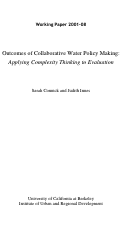 Cover page: Outcomes of Collaborative Water Policy Making: Applying Complexity Thinking to Evaluation