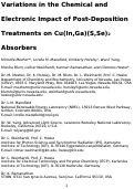 Cover page: Variations in the Chemical and Electronic Impact of Post-Deposition Treatments on Cu(In,Ga)(S,Se)2 Absorbers